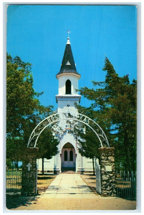 c1950's Holy Rosary Catholic Church Entrance Hostyn Texas TX Vintage Postcard