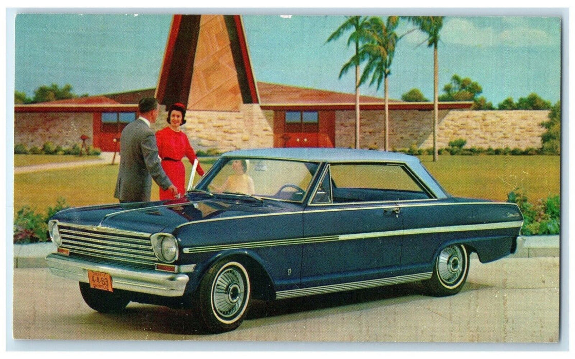 1963 Chevy 11 Nova 400 Super Sport Model Dealership Oklahoma City OK Postcard