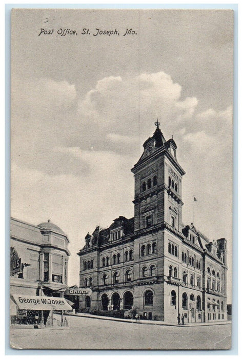 1910 Exterior View Post Office Building George Jones St Joseph Missouri Postcard