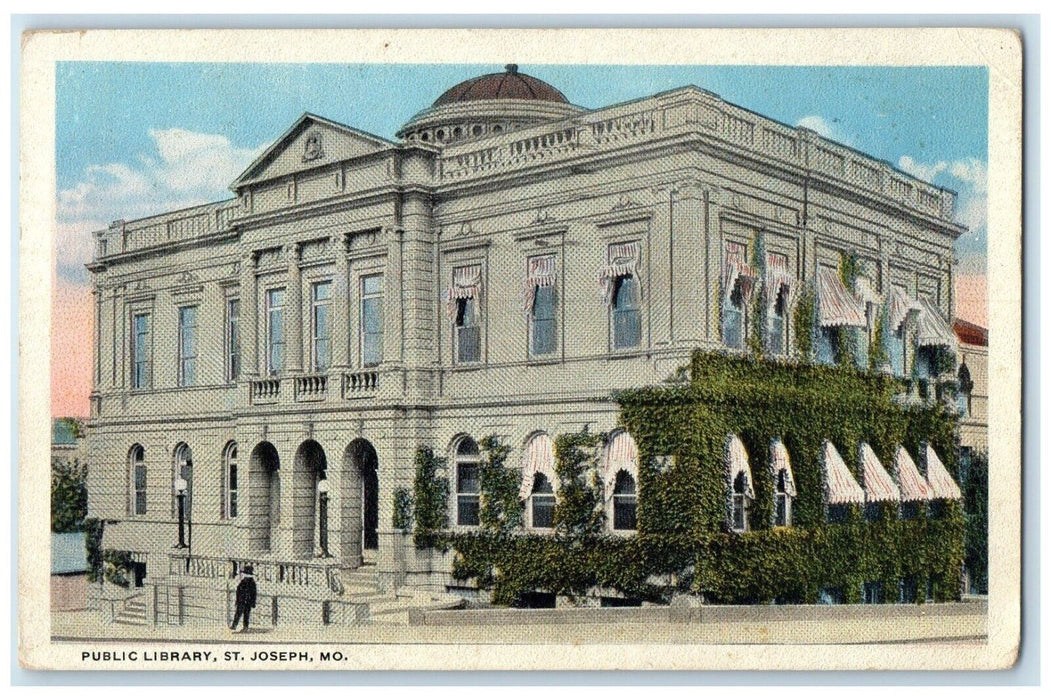 1919 Exterior View Public Library Building St Joseph Missouri MO Posted Postcard