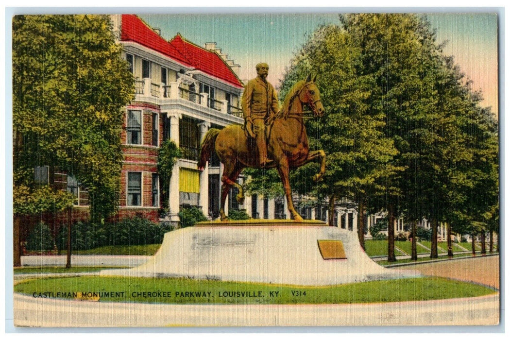 c1940 Castleman Monument Cherokee Parkway Louisville Kentucky Vintage Postcard