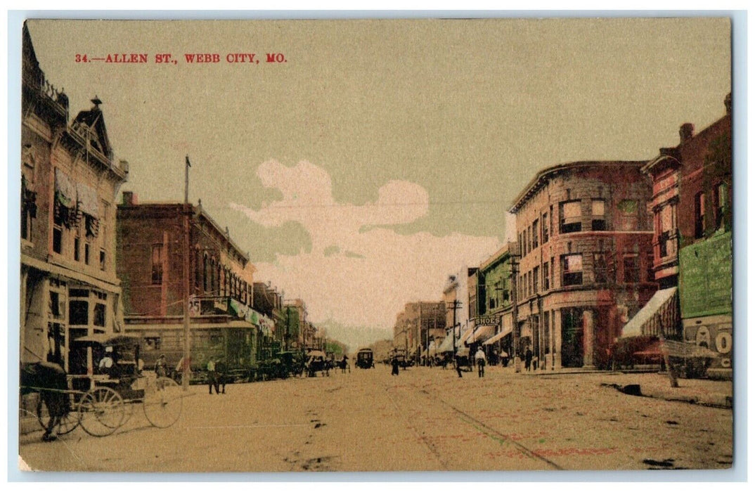 c1910 Allen St Webb City Horse Carriage Buildings Missouri MO Unposted Postcard