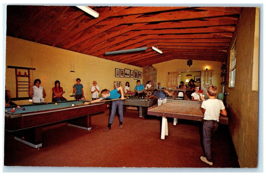 c1960 Interior View Turkey Creek Ranch Billiards Theodosia Missouri MO Postcard