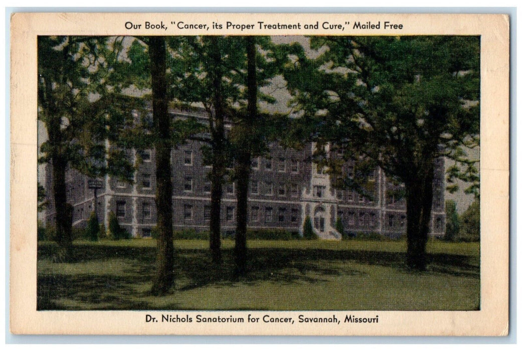 c1900 Dr Nichols Sanitarium Cancer Savannah Missouri Posted Vintage PMC Postcard