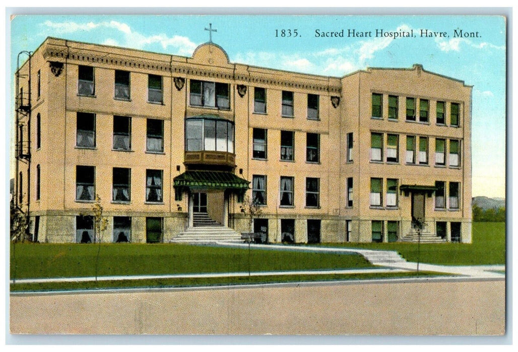 c1940 Sacred Heart Hospital Exterior Building Havre Montana MT Vintage Postcard