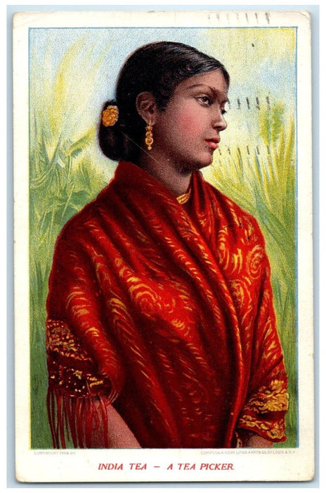 c1910 India Tea Picker Beloit Kansas Advertising KS India Tea Growers Postcard