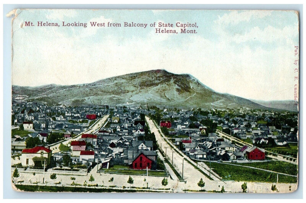 1910 Mt. Helena Looking West Balcony State Capitol Helena Montana RPO Postcard