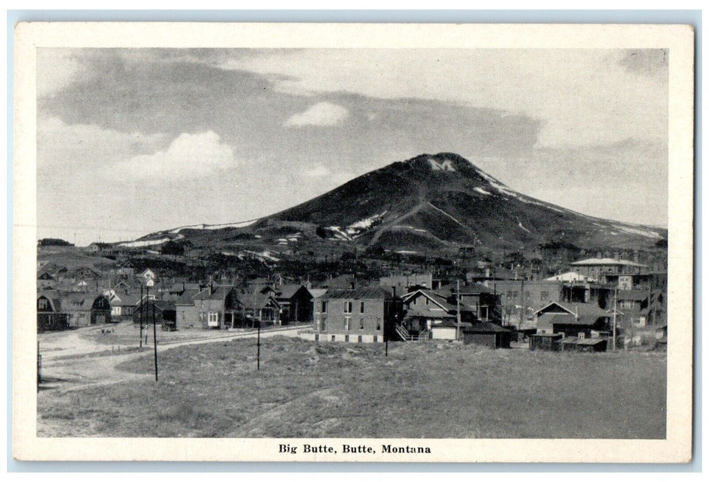c1940 Big Butte Mountain School Mines Exterior Building  Butte Montana Postcard