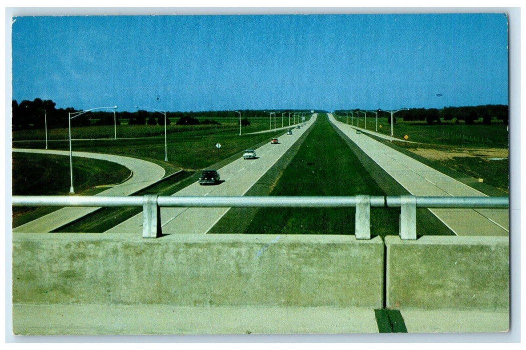 Indiana East West Toll Road Looking West Howe La Grange Indiana IN Postcard