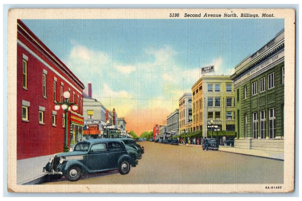 1943 Second Avenue North Classic Cars Exterior Billings Montana Vintage Postcard