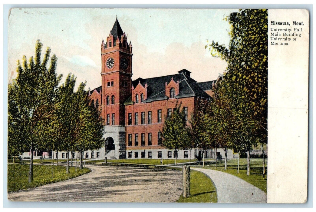 1910 University Hall Main Building University Exterior Missoula Montana Postcard