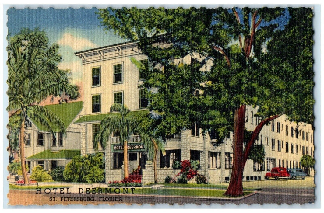 c1930's Hotel Dermont Street View Cars St. Petersburgh Florida FL Postcard