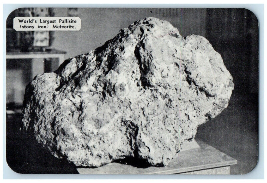 c1960 World Largest Pallisite Stony Iron Meteorite Greensburg Kansas KS Postcard
