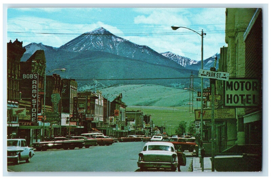 c1960 Main Street Mount Baldy Yellowstone Park Road Livingston Montana Postcard