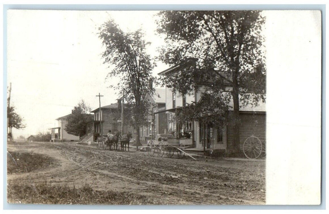 c1910's Ward Plows Farming Equipment Store Horse Wagon View RPPC Photo Postcard
