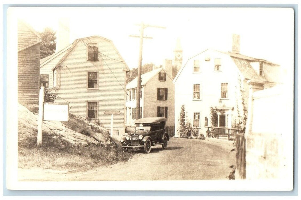 c1920's Fountain Inn Street View Clock Tower Marblehead MA RPPC Photo Postcard