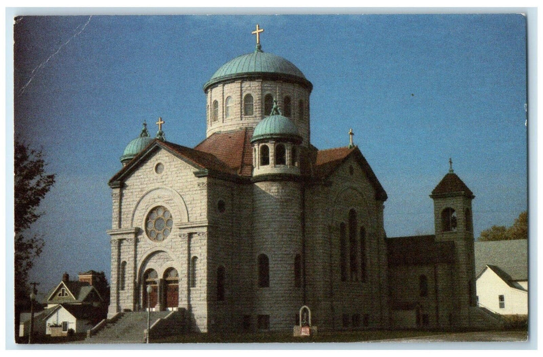 c1950's All Saints Church Scene Street Stuart Iowa IA Unposted Vintage Postcard