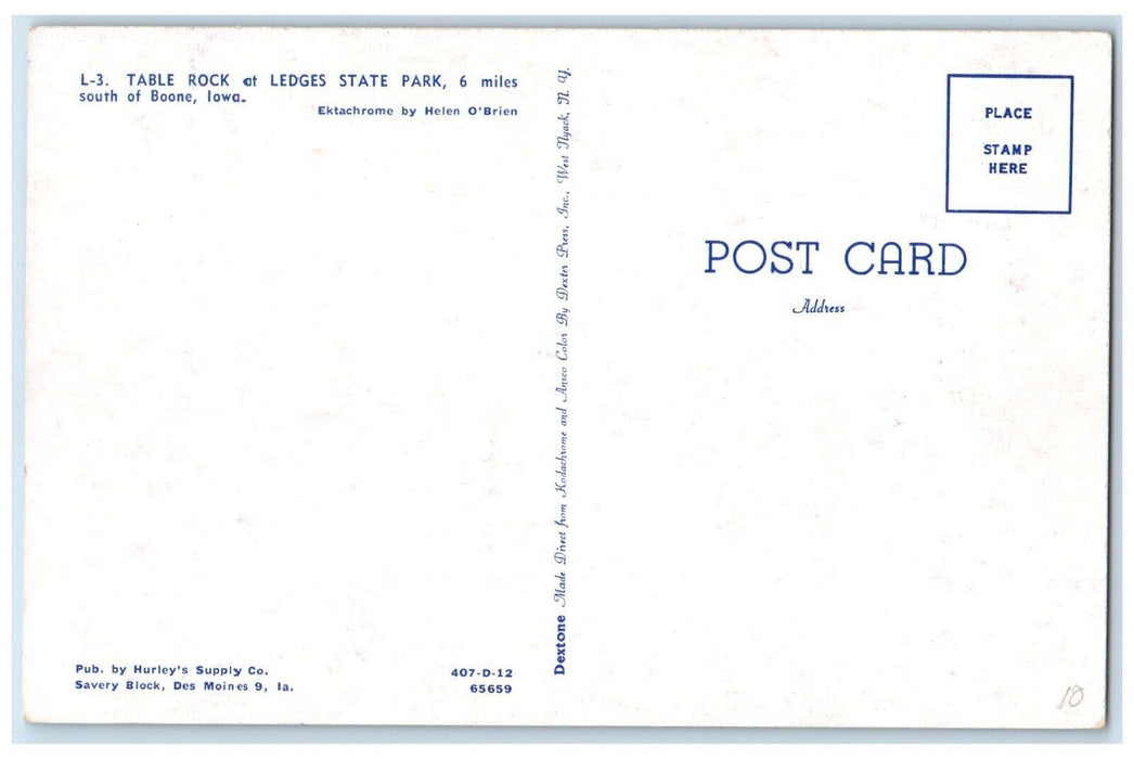 c1950's Table Rock At Ledge State Park Boone Iowa IA Unposted Vintage Postcard