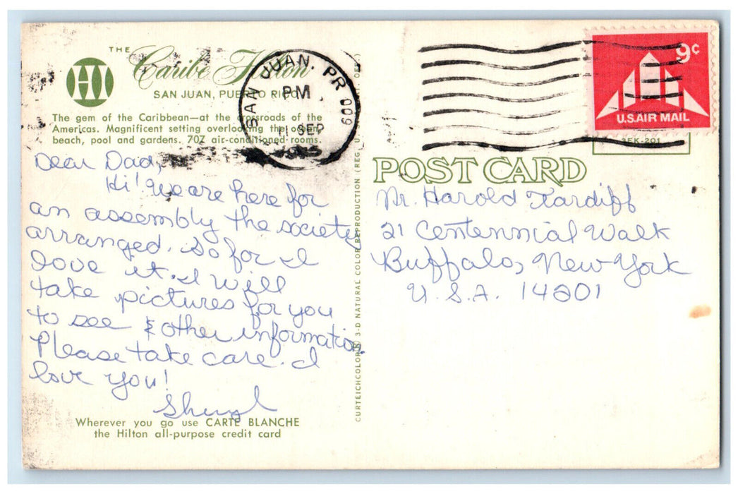 1997 View of Caribe Hilton San Juan Puerto Rico Vintage Posted Postcard