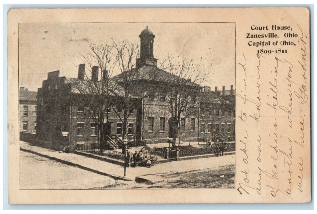 c1910 Roadside View Court House Building Street Road Zanesville Ohio OH Postcard