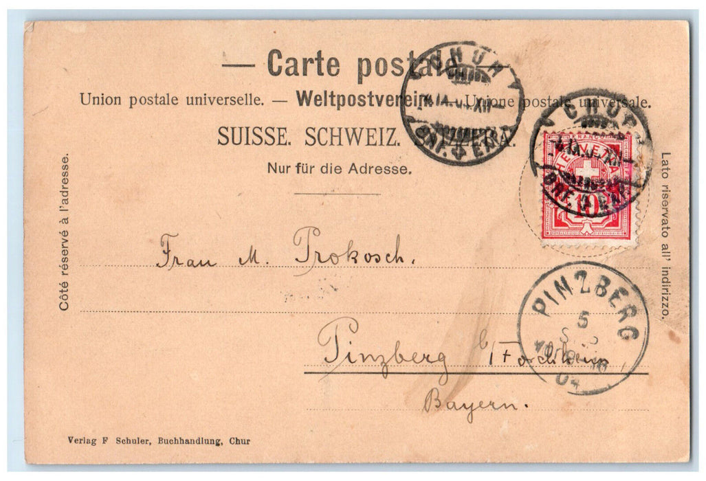 c1905 Mountain Buildings View Chur Switzerland Posted Antique Postcard