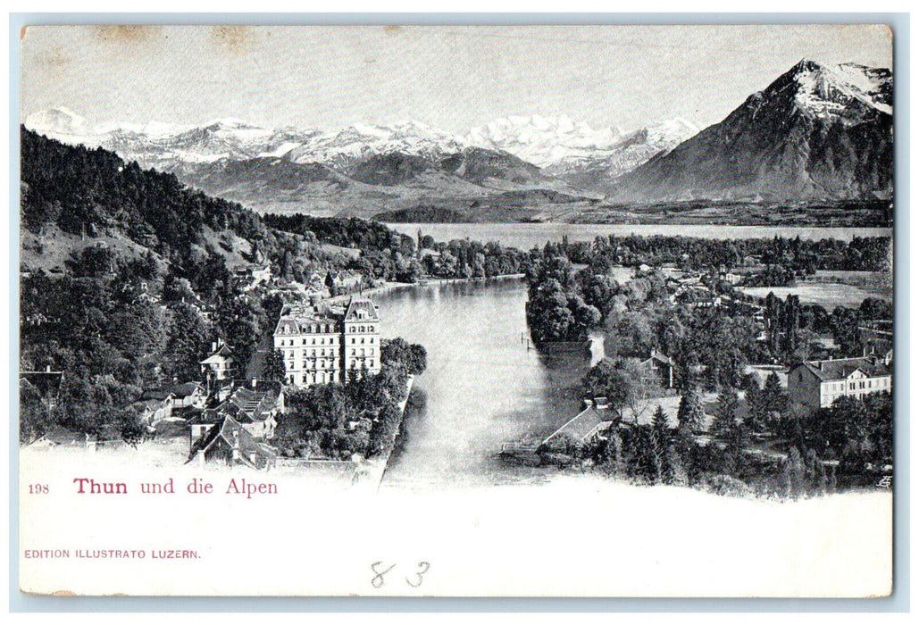 c1905 Thun Und Die Alpen Lake Thun in Switzerland Postcard