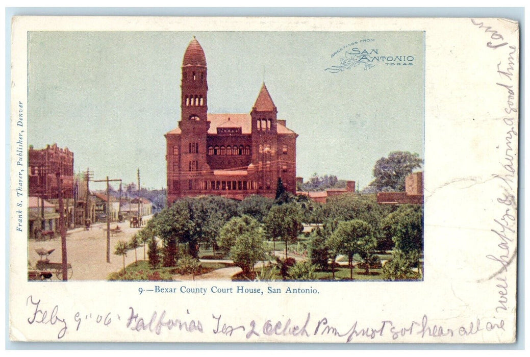 1907 Aerial View Bexar County Court House Building San Antonio Texas TX Postcard