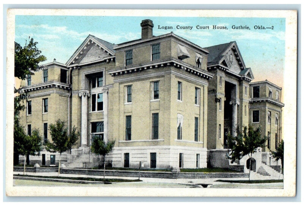 1930 Exterior View Logan County Court House Building Guthrie Oklahoma Postcard