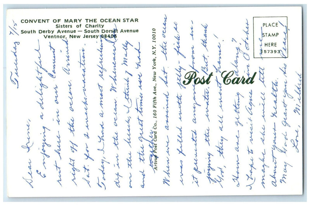 c1960 Convent Mary Ocean Star Sisters Charity South Derby New Jersey NJ Postcard