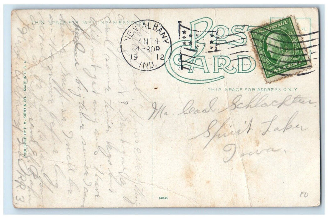 1912 View Of Bridge Over Silver Creek New Albany Indiana IN Vintage Postcard