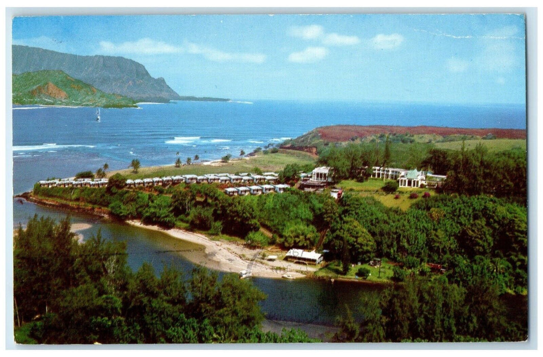 1958 Aerial View Of Hanalei Plantation Hanalei Bay Kauai Hawaii HI Postcard