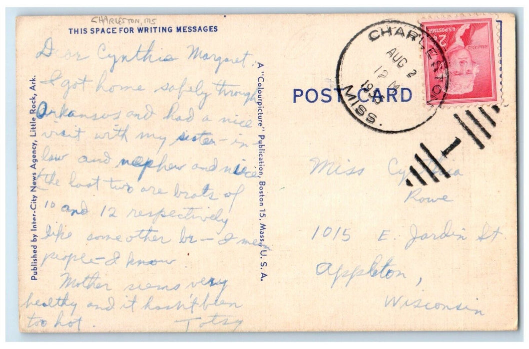 1955 Scenic View Picking Cotton Arkansas Charleston Mississippi Vintage Postcard
