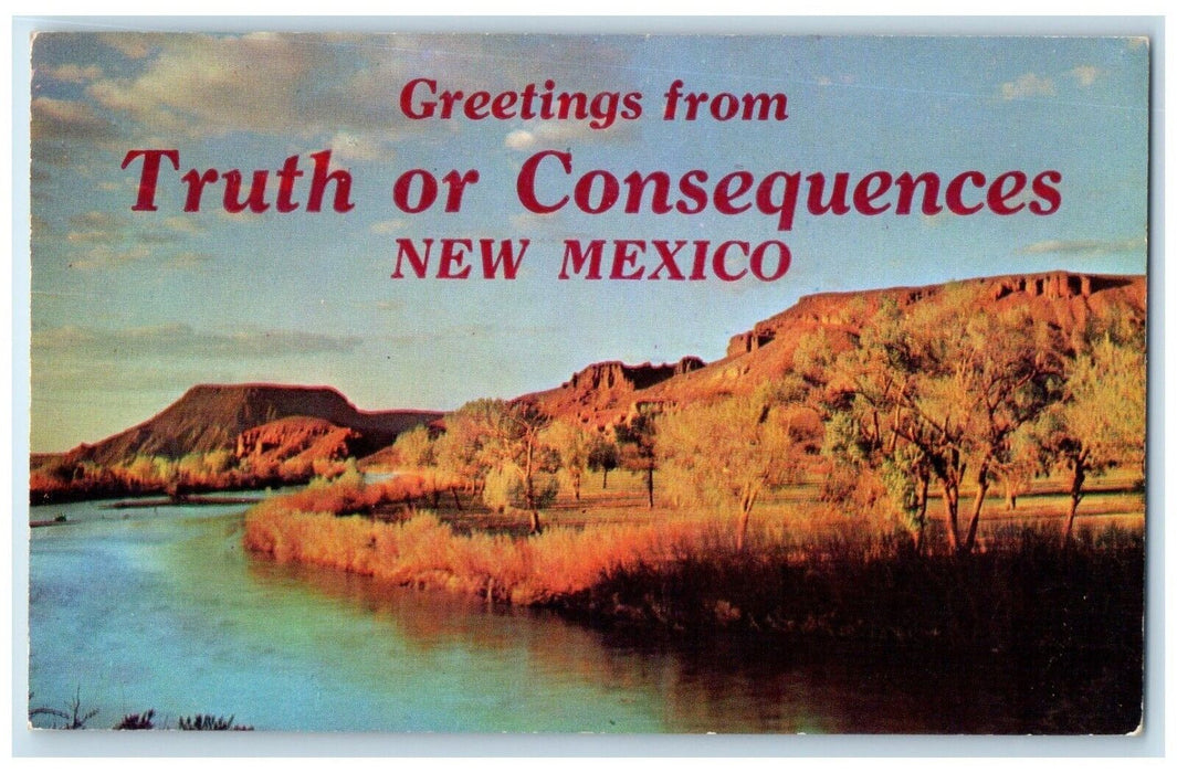 c1960 Greetings From Truth Or Consequence Rio Grande River New Mexico Postcard