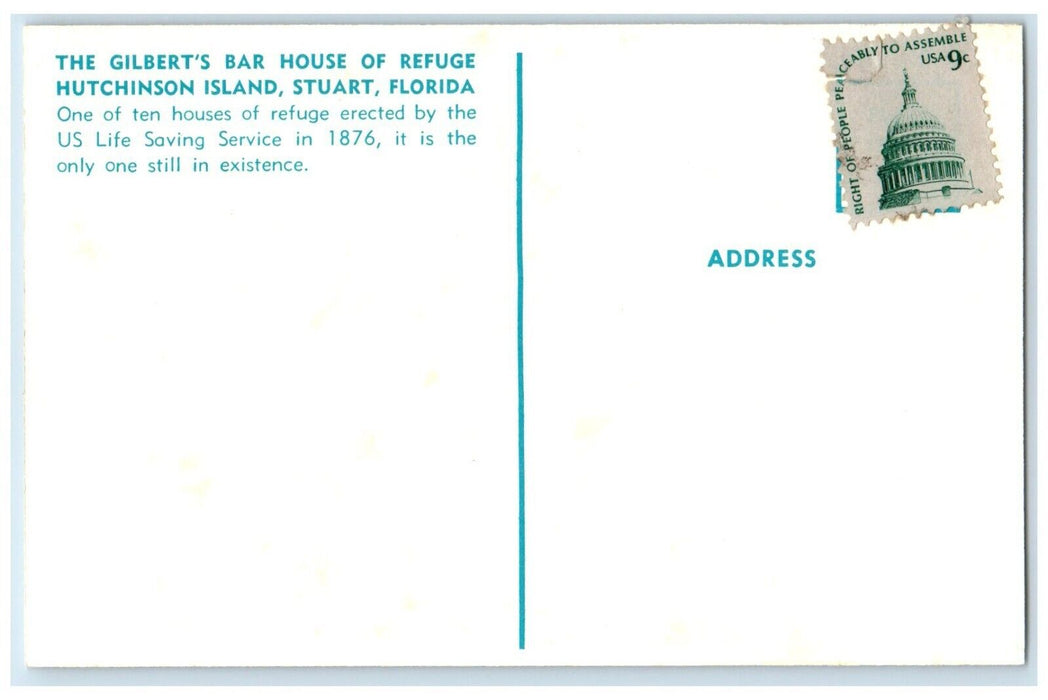 c1940 Gilbert's Bar House Refuge Hutchinson Island Rock Stuart Florida Postcard