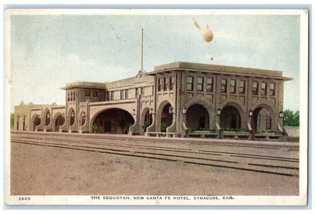 1923 The Sequoyah New Santa Fe Hotel Syracuse Kansas KS RPO Vintage Postcard