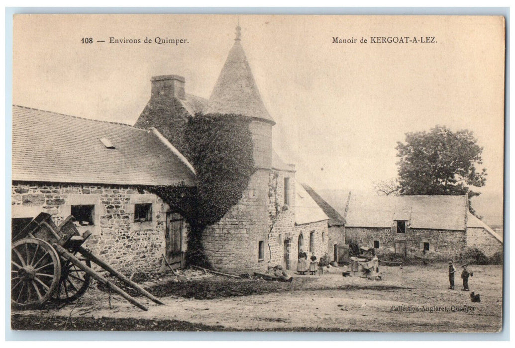 c1910 Cart Kergoat-A-Lez Manor Around Quimper France Antique Unposted Postcard