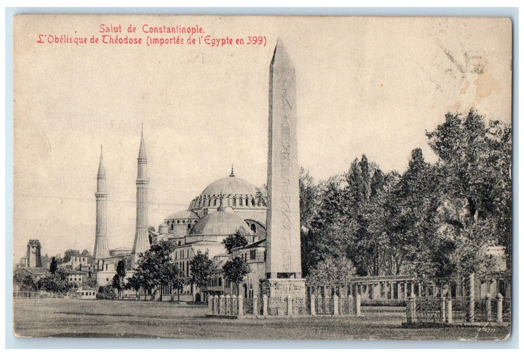 1910 Greetings From Constantinople The Obelisk Of Theodosius Turkey Postcard