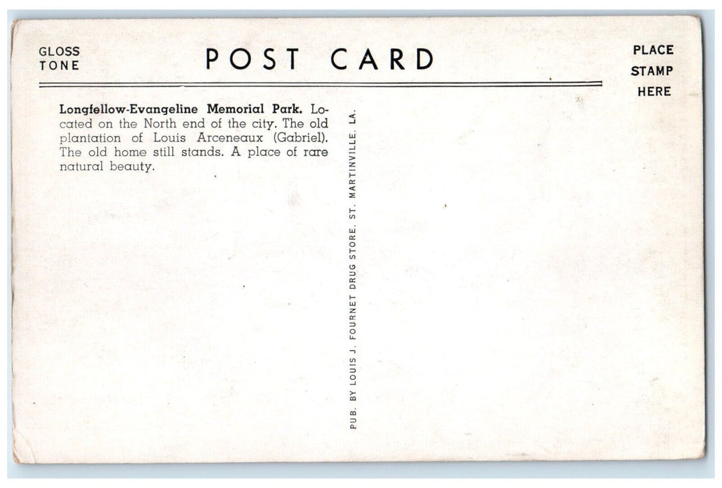 Museum Longfellow Evangeline Memorial Park St. Martinville Louisiana LA Postcard