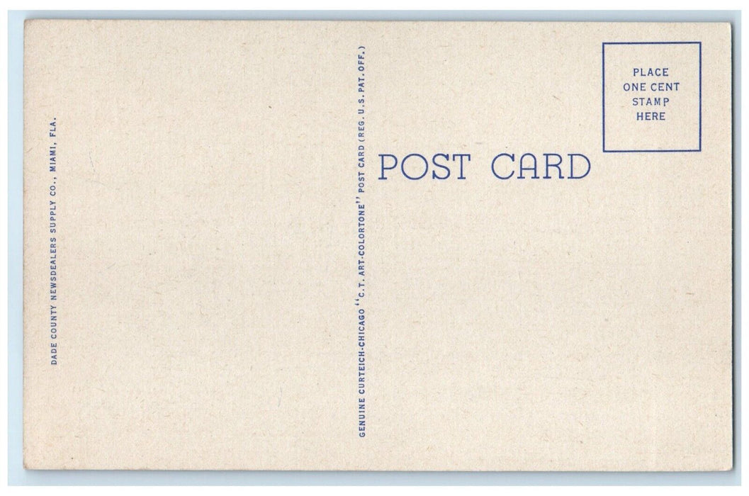 c1930s Hollywood Bank And Post Office Building Cars Hollywod Florida FL Postcard