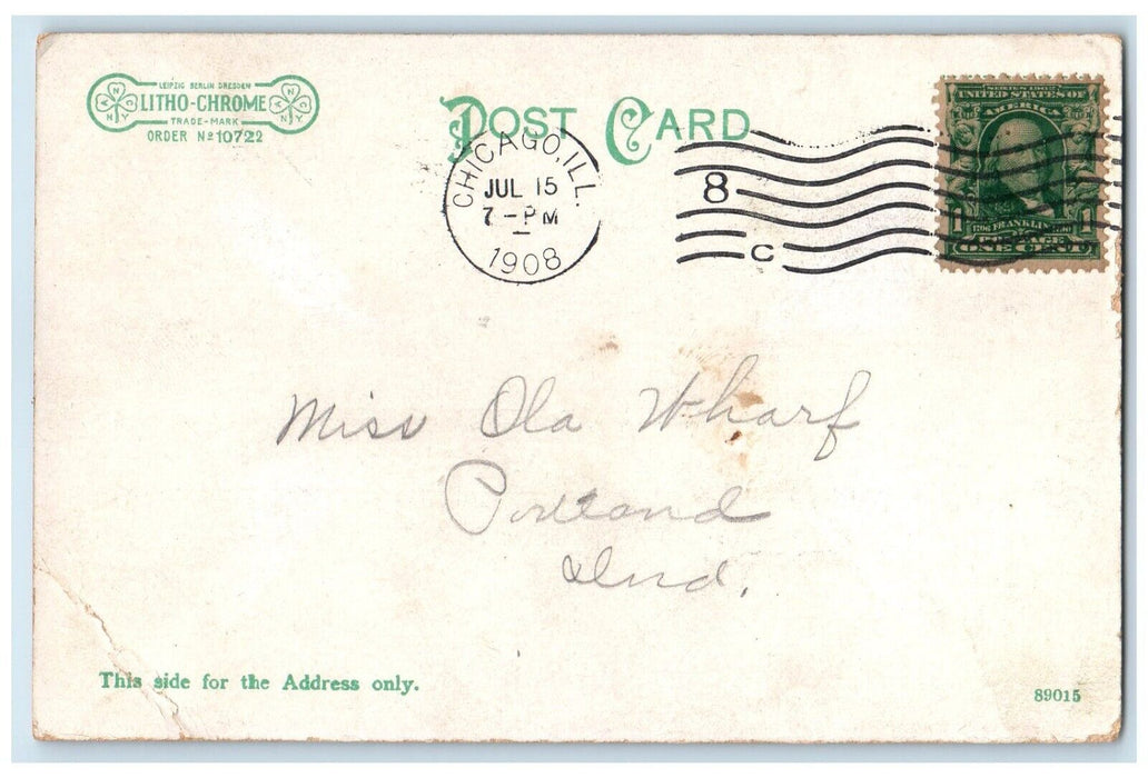 1908 Exterior View German Building Jackson Park Chicago Illinois Posted Postcard