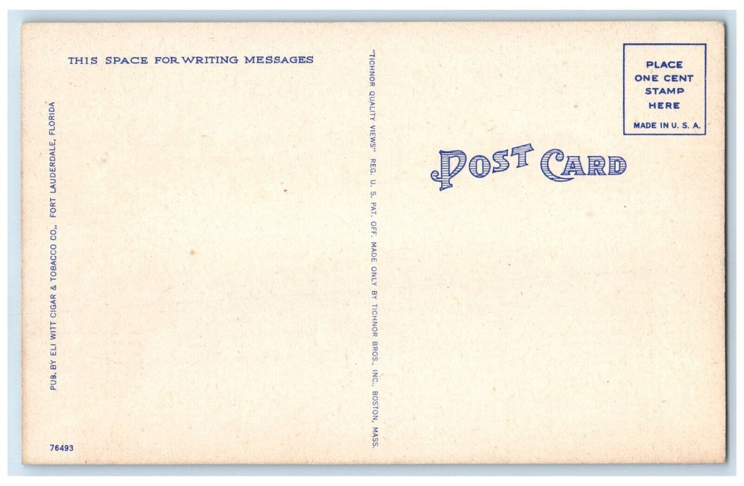 c1930's Yacht Basin Intercoastal Canal Fort Lauderdale Florida FL Postcard