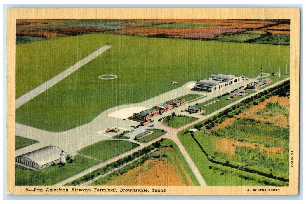 1941 Aerial View Of Pan American Airways Terminal Brownsville Texas TX Postcard