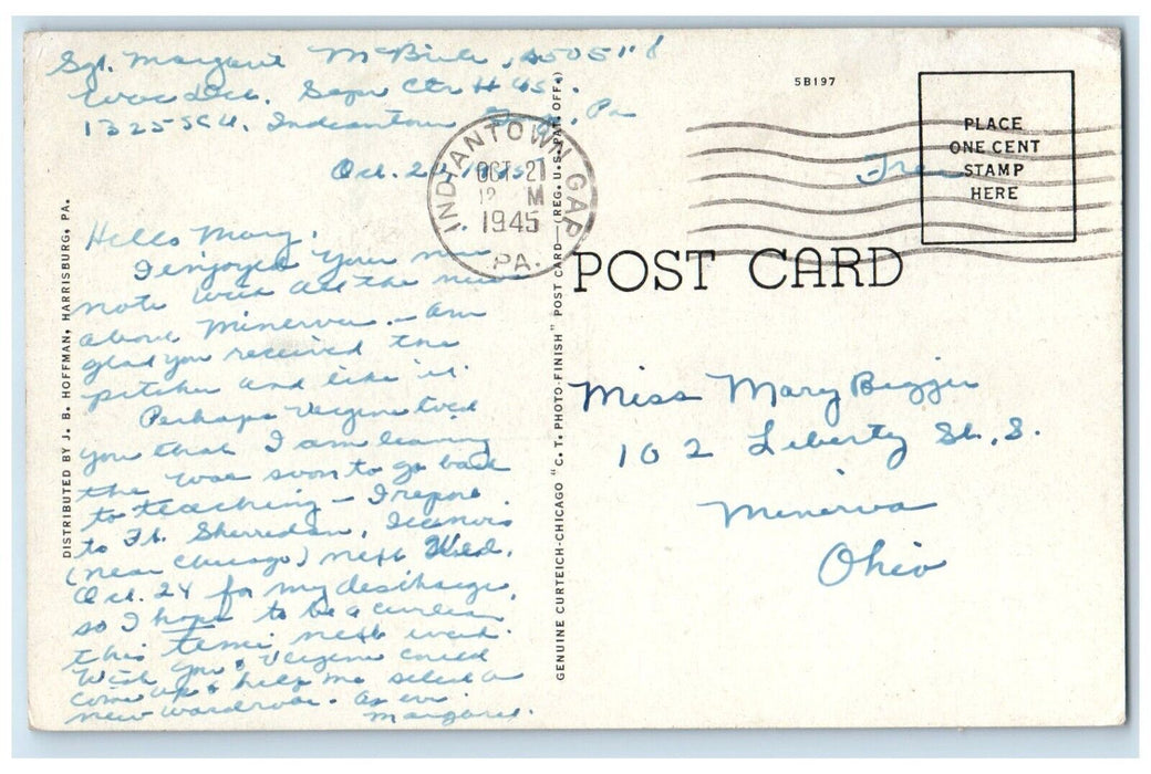 1945 View Of Service Club Military Reservation Indiantown Gap PA Posted Postcard