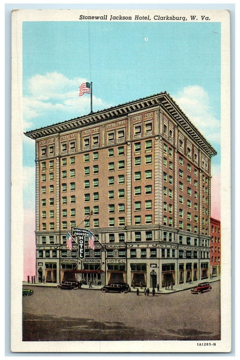 c1930's Stonewall Jackson Hotel Building Clarksburg West Virginia WV Postcard