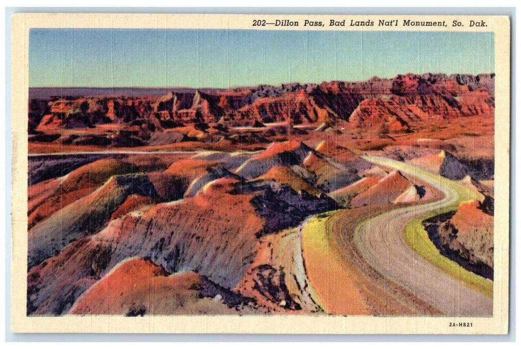 1962 Dilon Pass Bad Lands National Monument South Dakota SD Vintage Postcard