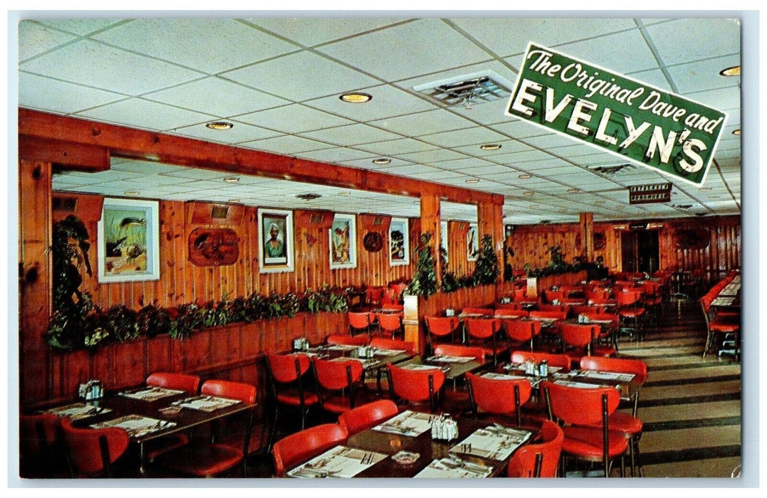 c1960 Evelyn's Sea Food Restaurant Pleasant Belmar New Jersey Vintage Postcard