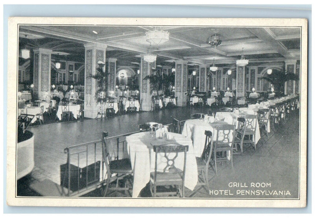 c1960 Interior View Grill Room Hotel Pennsylvania New York NY Unposted Postcard