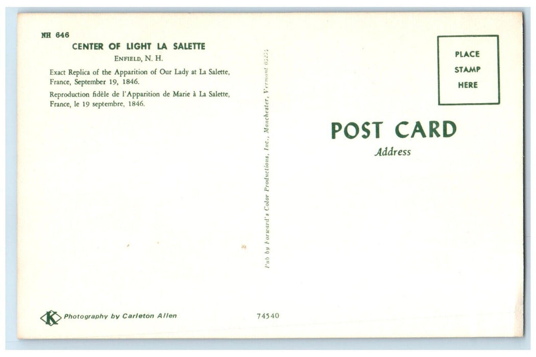 c1950's Center Of Light La Salette Enfield New Hampshire NH Vintage Postcard