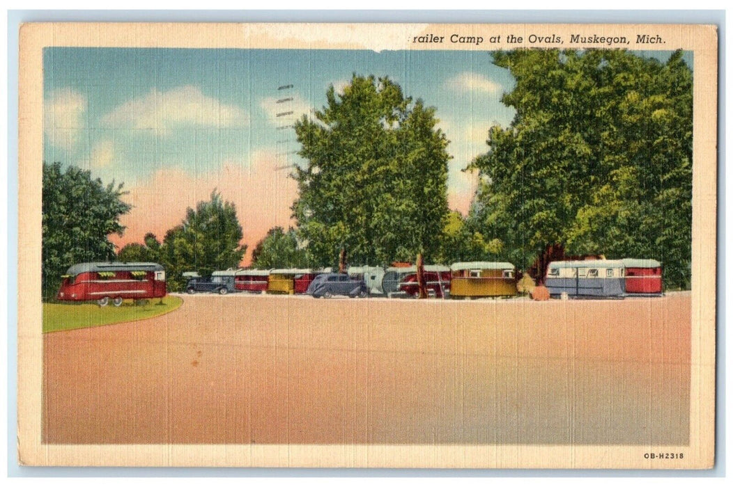 1941 Trailer Camp At The Ovals Muskegon Michigan MI Posted Vintage Postcard