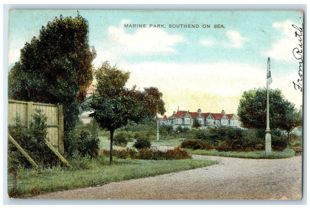 1909 Road View Marine Park Southend on Sea England Antique Posted Postcard